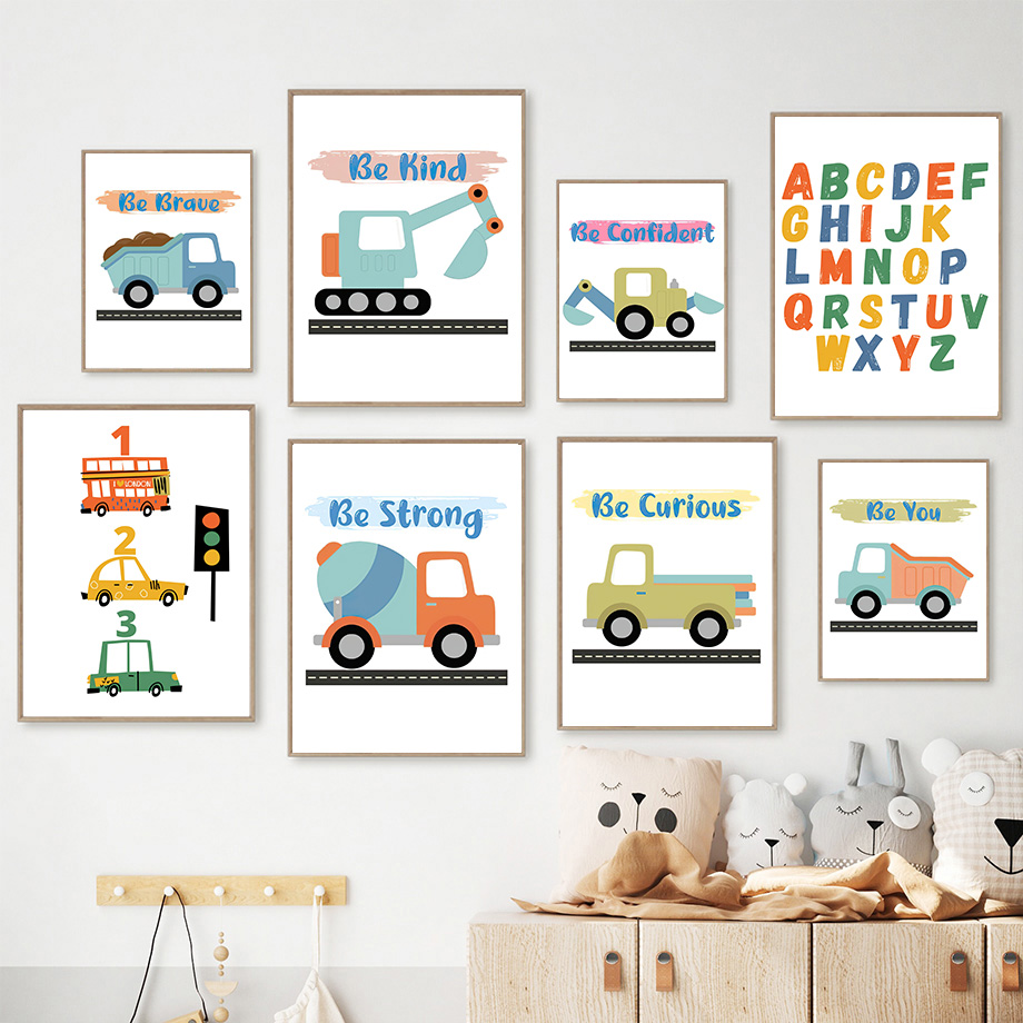 Kids Education Quotes - Kids Transportation Nursery Wall Art Vehicle