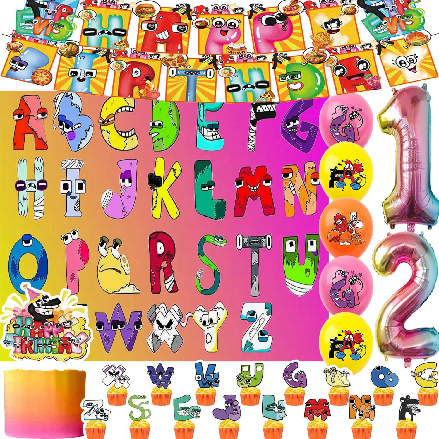 Kids Education Banner - Alphabet Lore Theme Kids Birthday Party