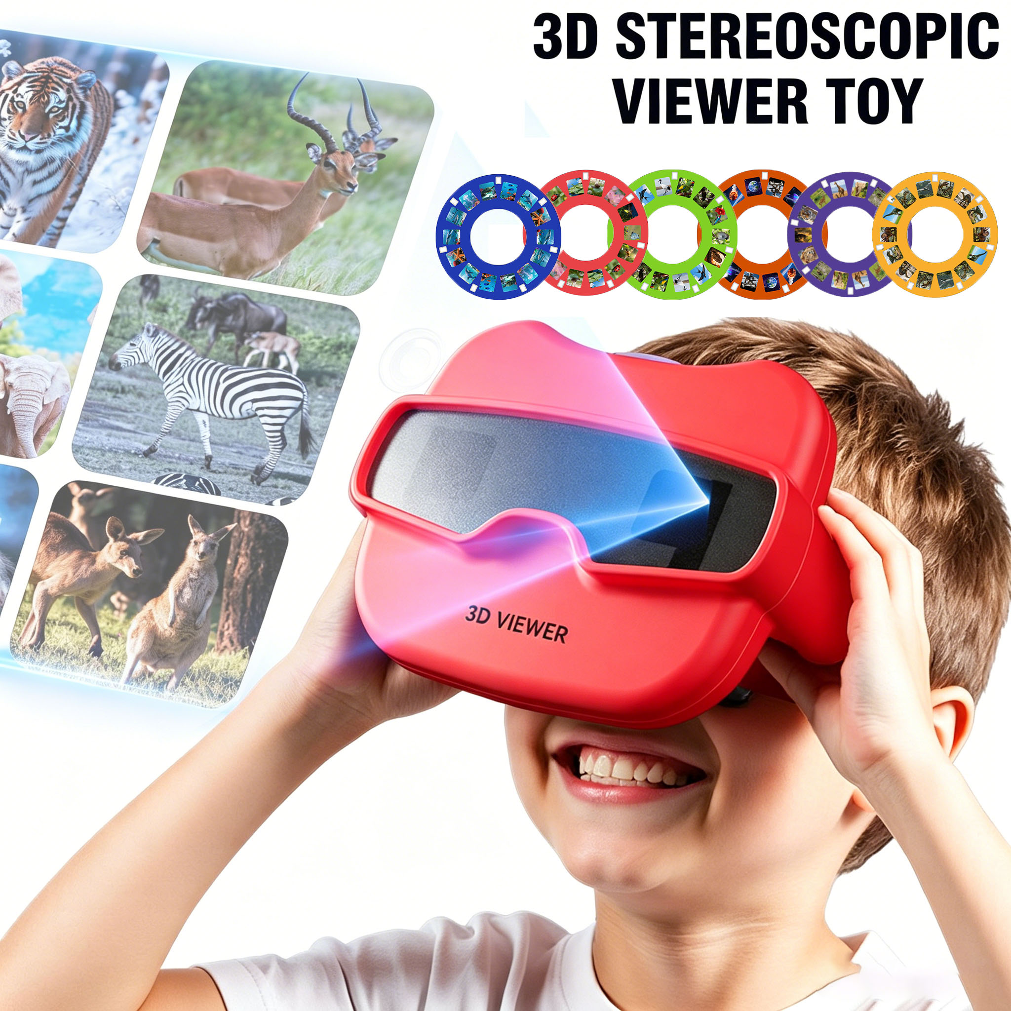 Kids Education Reels - 3D Stereoscopic Viewer Toy with 6