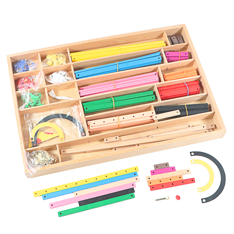 Kids Educational Box - Montessori Geometric Sticks Box/ Cork Worktable