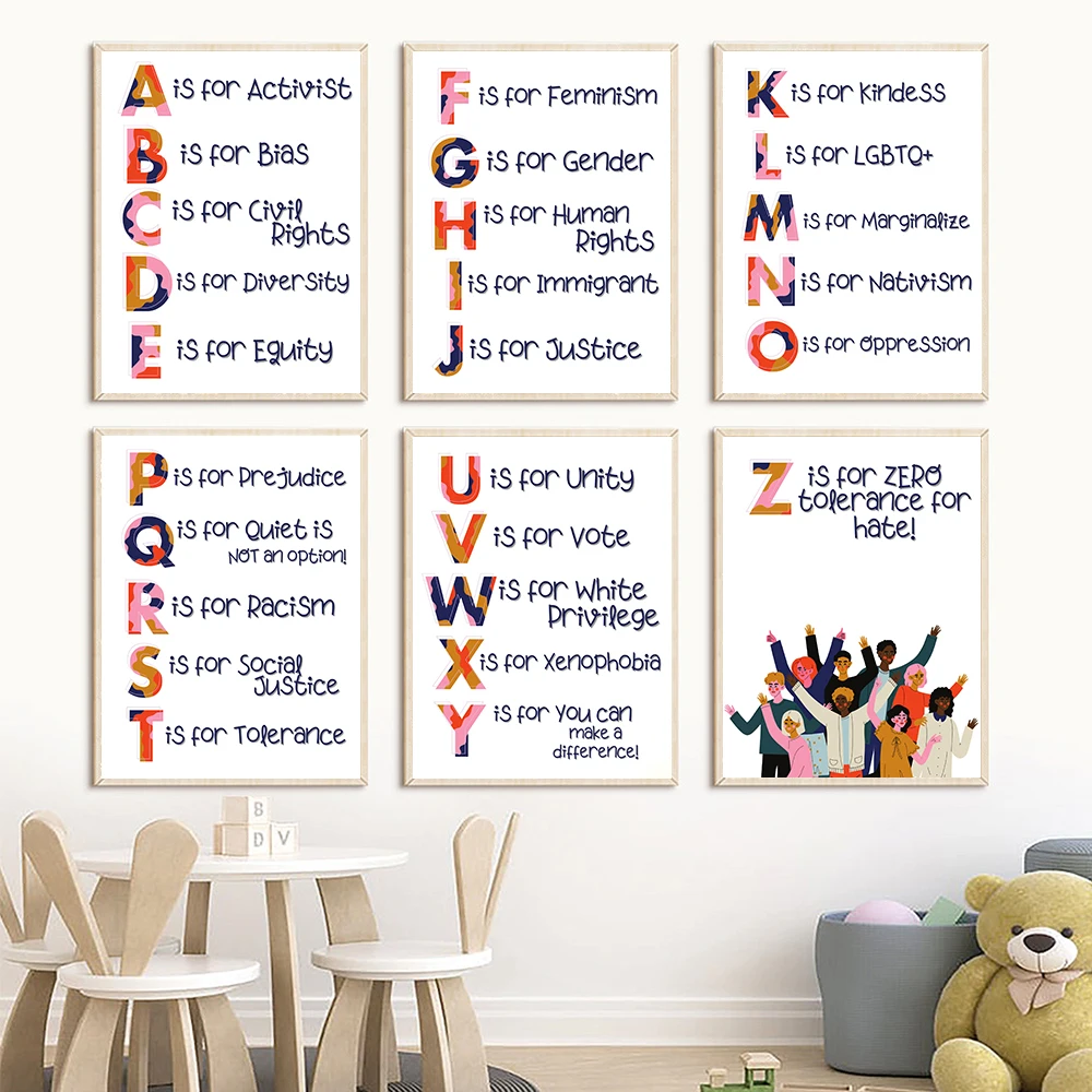 Kids Education Quotes - Nursery Alphabet Human Rights Quote Prints