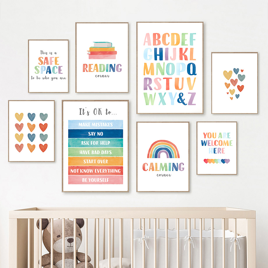Rainbow Classroom Wall Art Edu - Kids Education Quotes avaliação e preço