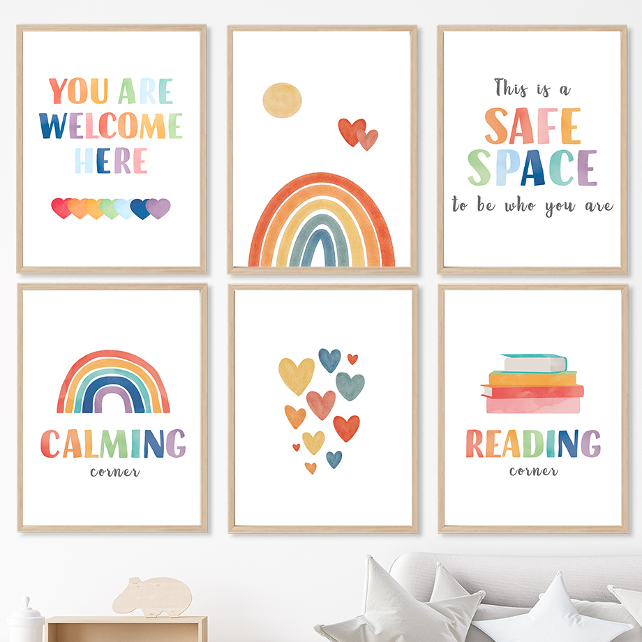 Rainbow Classroom Wall Art Edu - Kids Education Quotes avaliação e preço