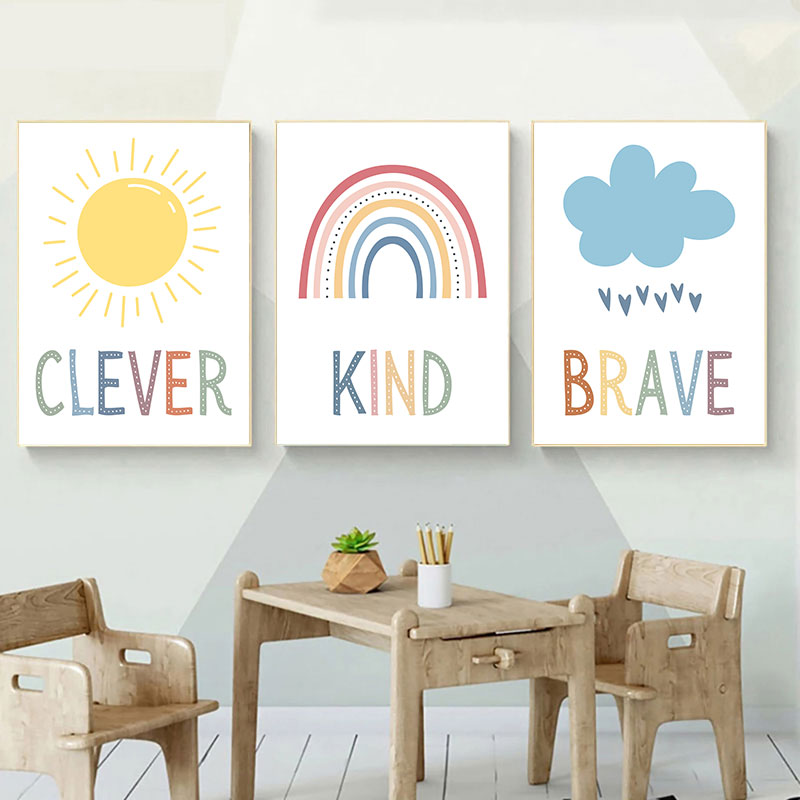 Cute Sun Rainbow Cloud Canvas  - Kids Education Quotes avaliação e preço