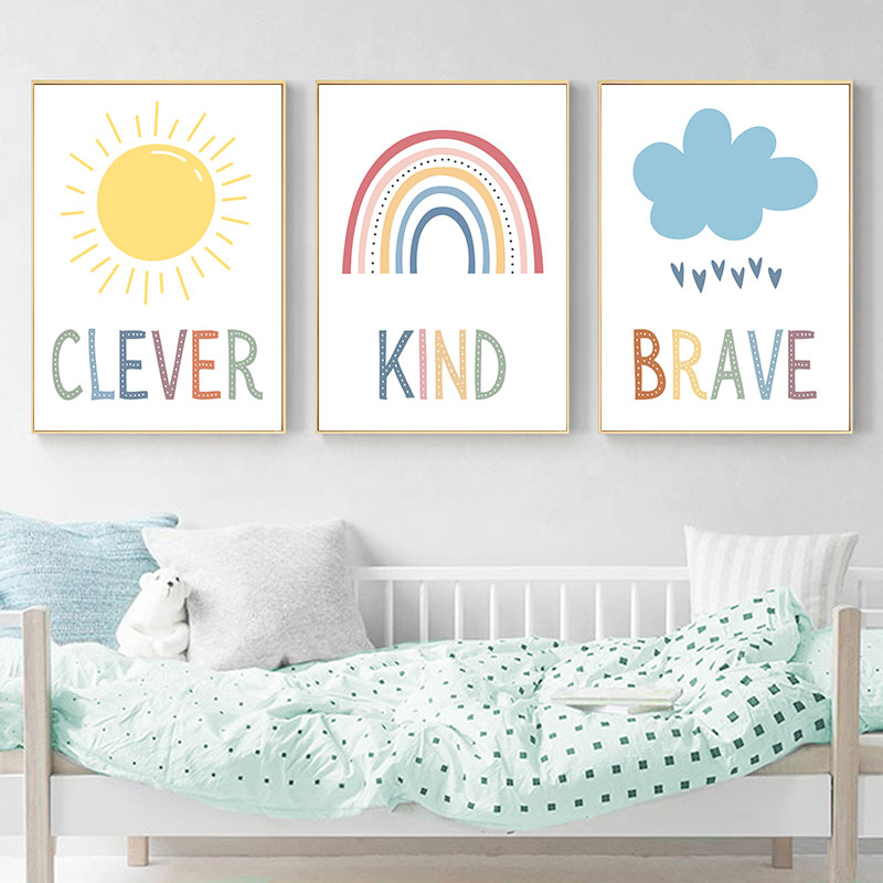 Cute Sun Rainbow Cloud Canvas  - Kids Education Quotes avaliação e preço