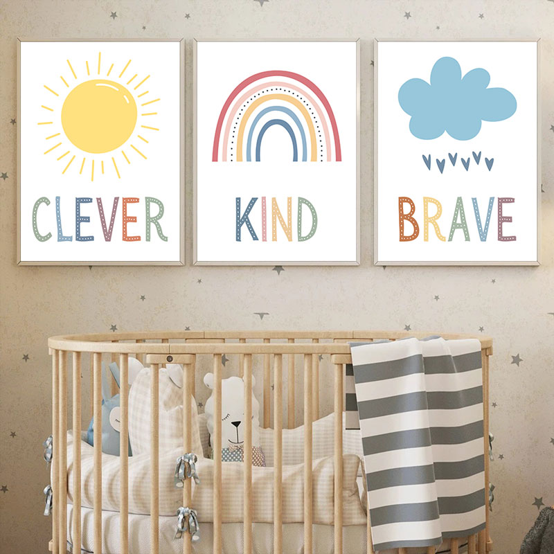 Cute Sun Rainbow Cloud Canvas  - Kids Education Quotes avaliação e preço