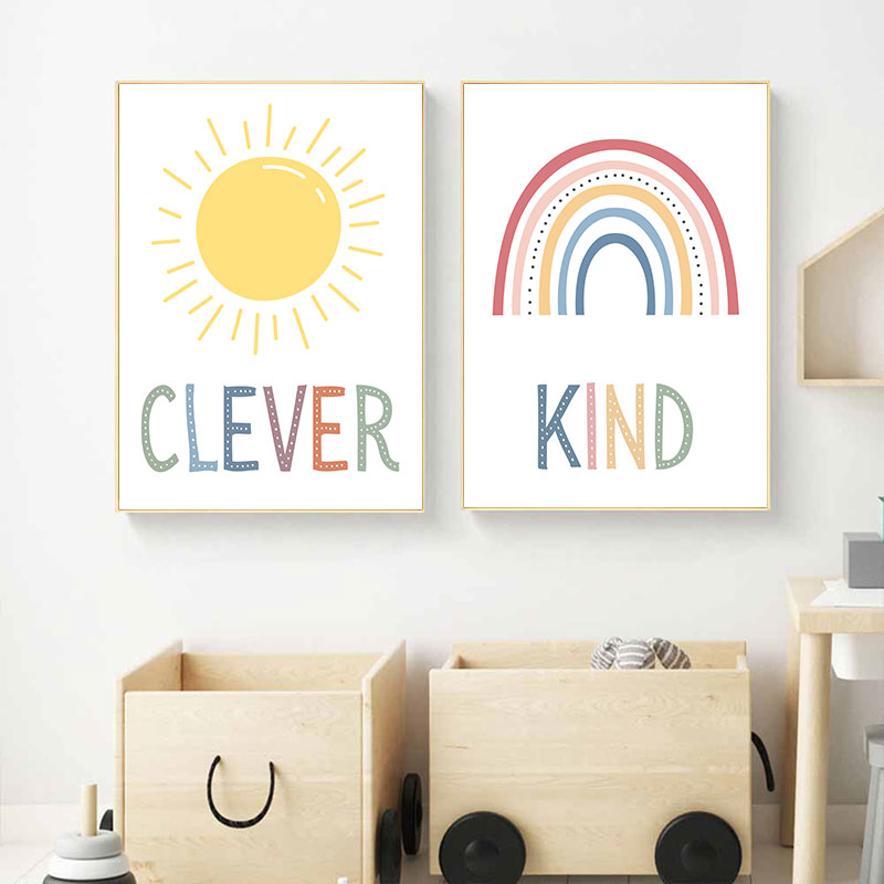 Cute Sun Rainbow Cloud Canvas  - Kids Education Quotes avaliação e preço