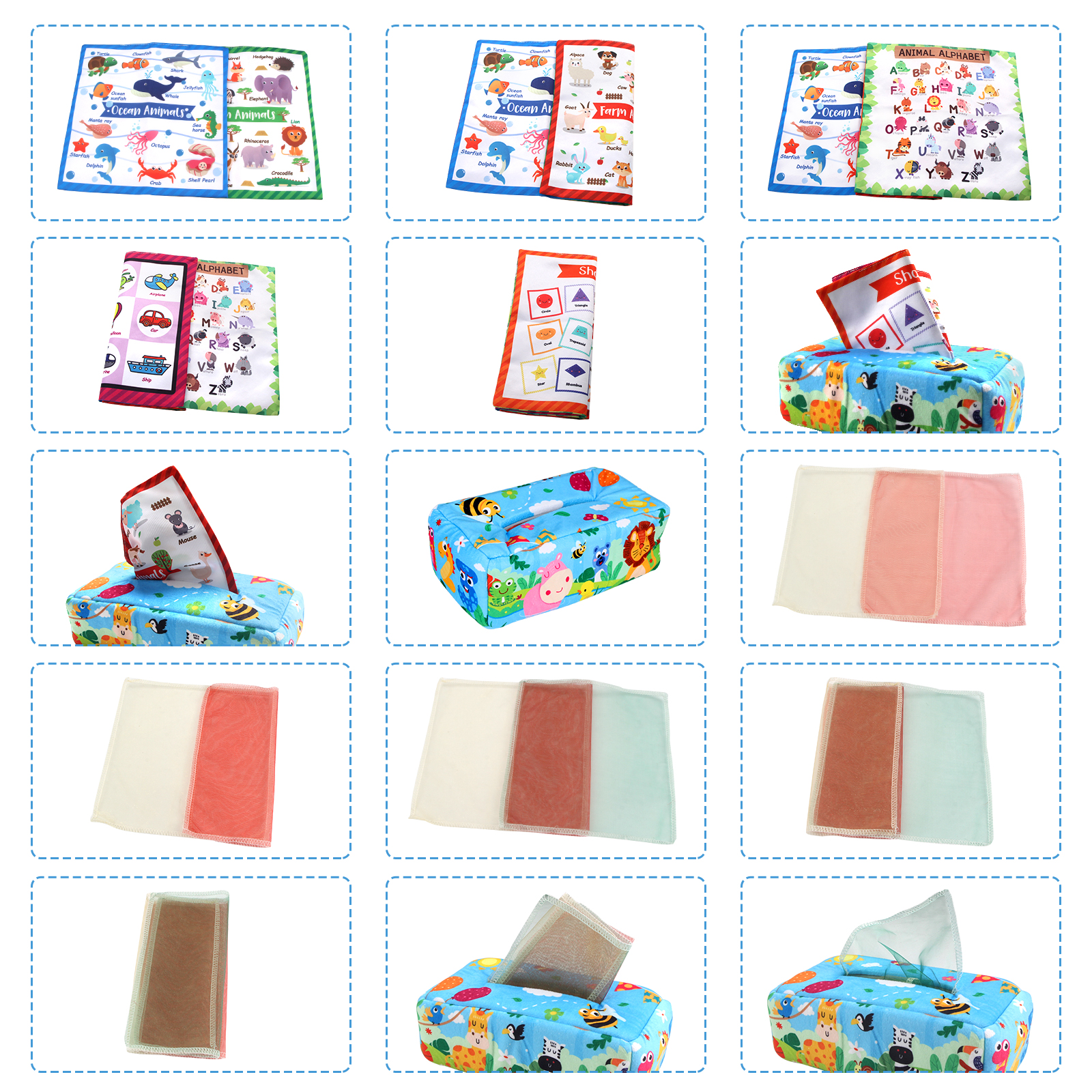 Baby Tissue Box Colorful Soft  - Kids Educational Box avaliação e preço