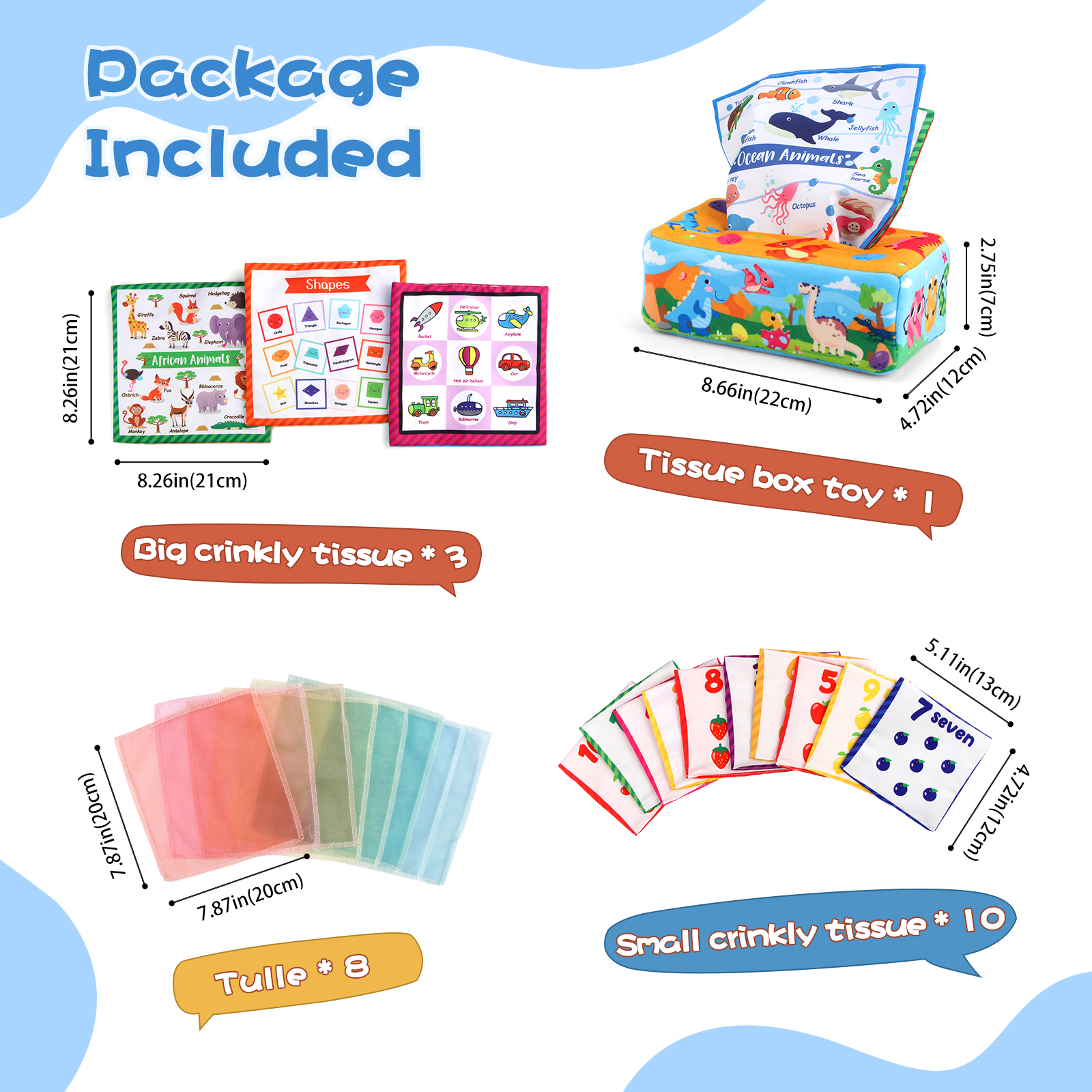 Baby Tissue Box Colorful Soft  - Kids Educational Box avaliação e preço