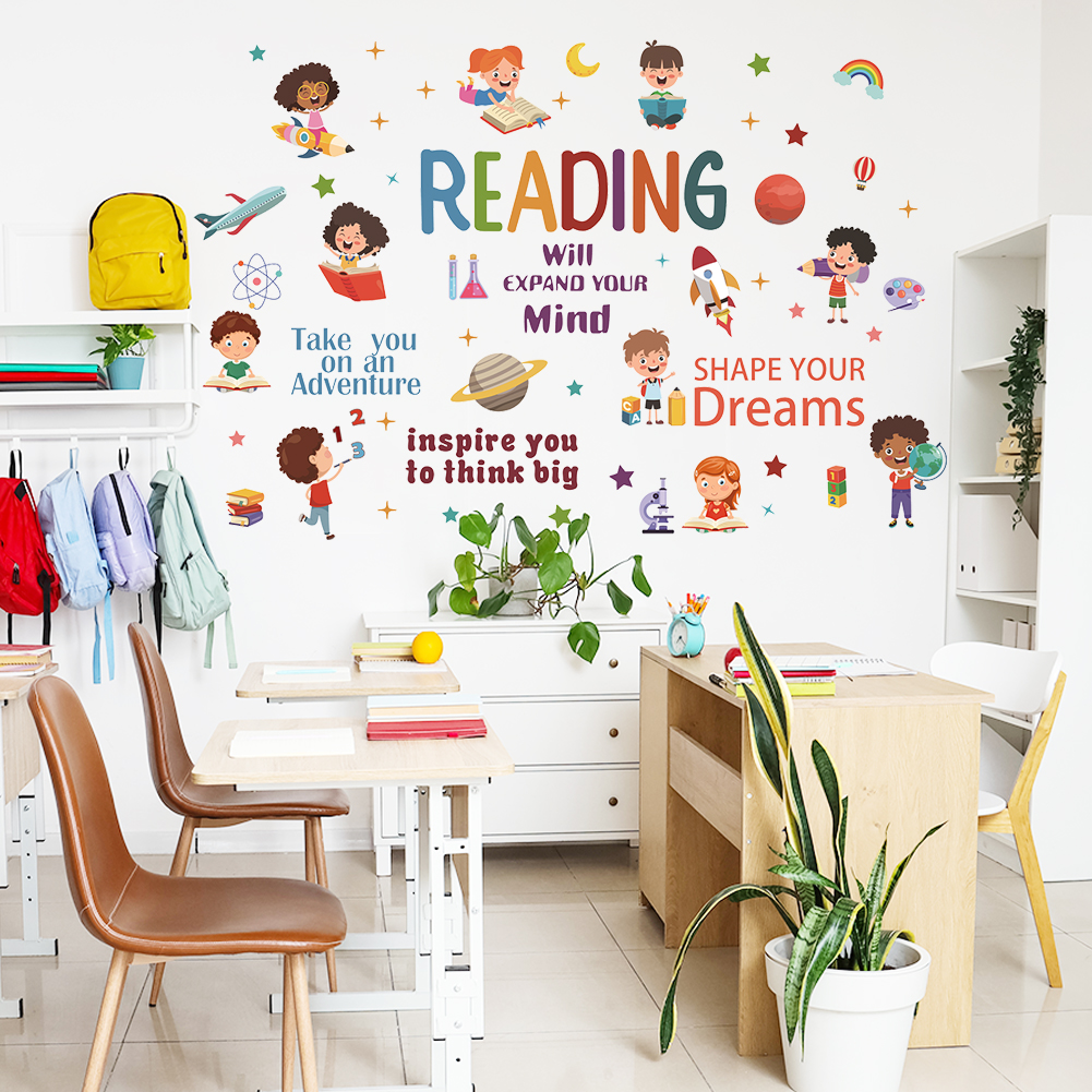 Reading Inspirational Wall Sti - Kids Education Quotes avaliação e preço