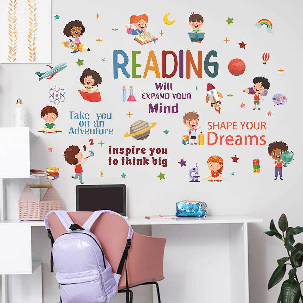 Reading Inspirational Wall Sti - Kids Education Quotes avaliação e preço