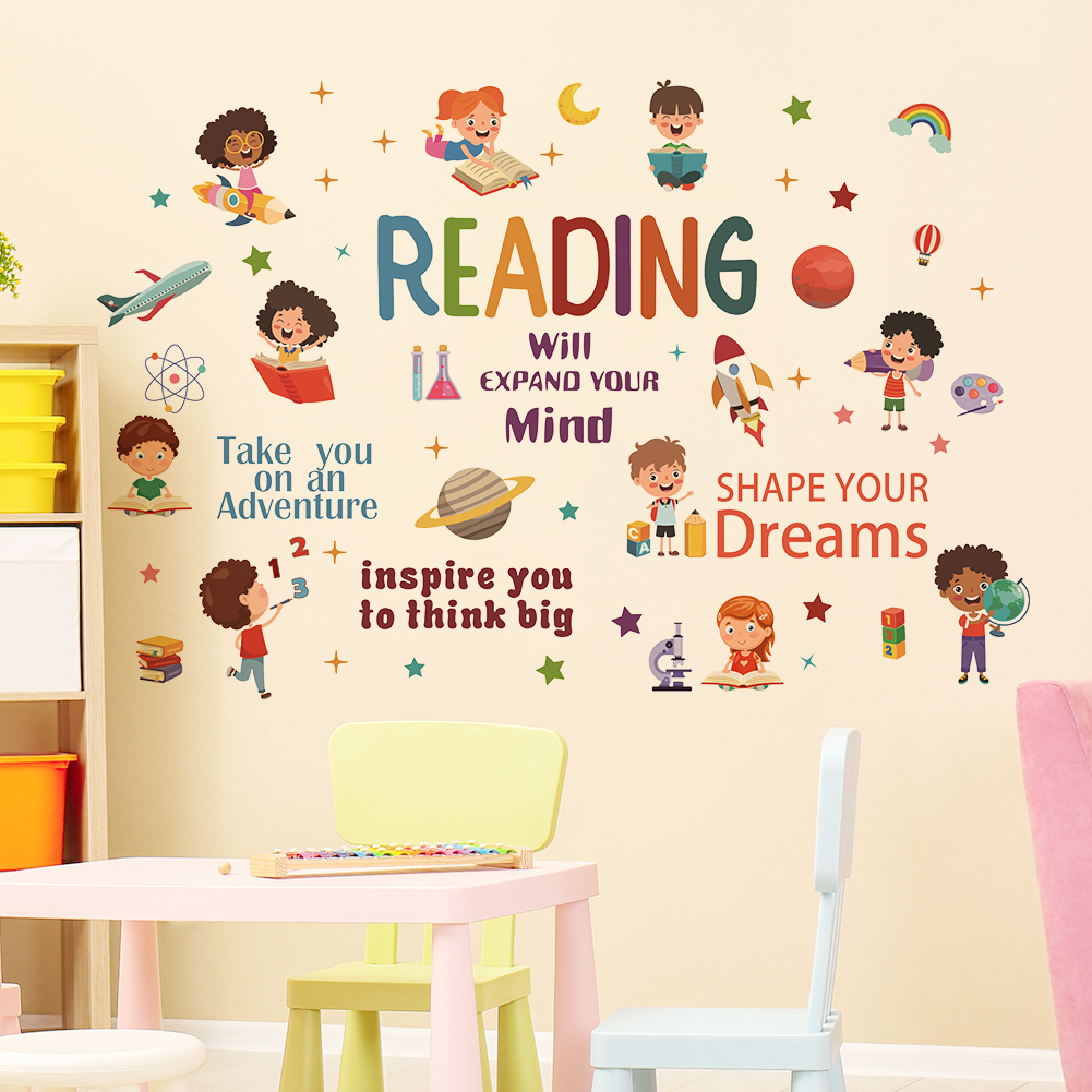 Reading Inspirational Wall Sti - Kids Education Quotes avaliação e preço