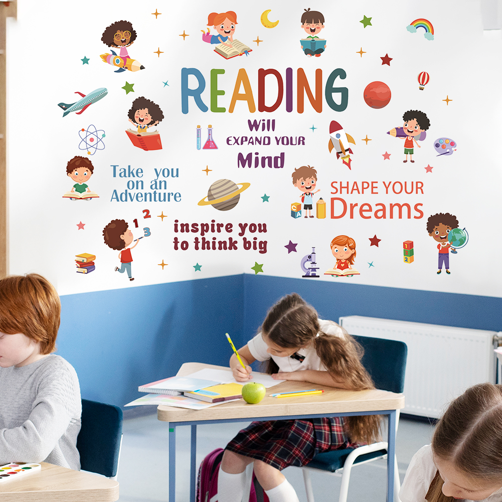 Reading Inspirational Wall Sti - Kids Education Quotes avaliação e preço