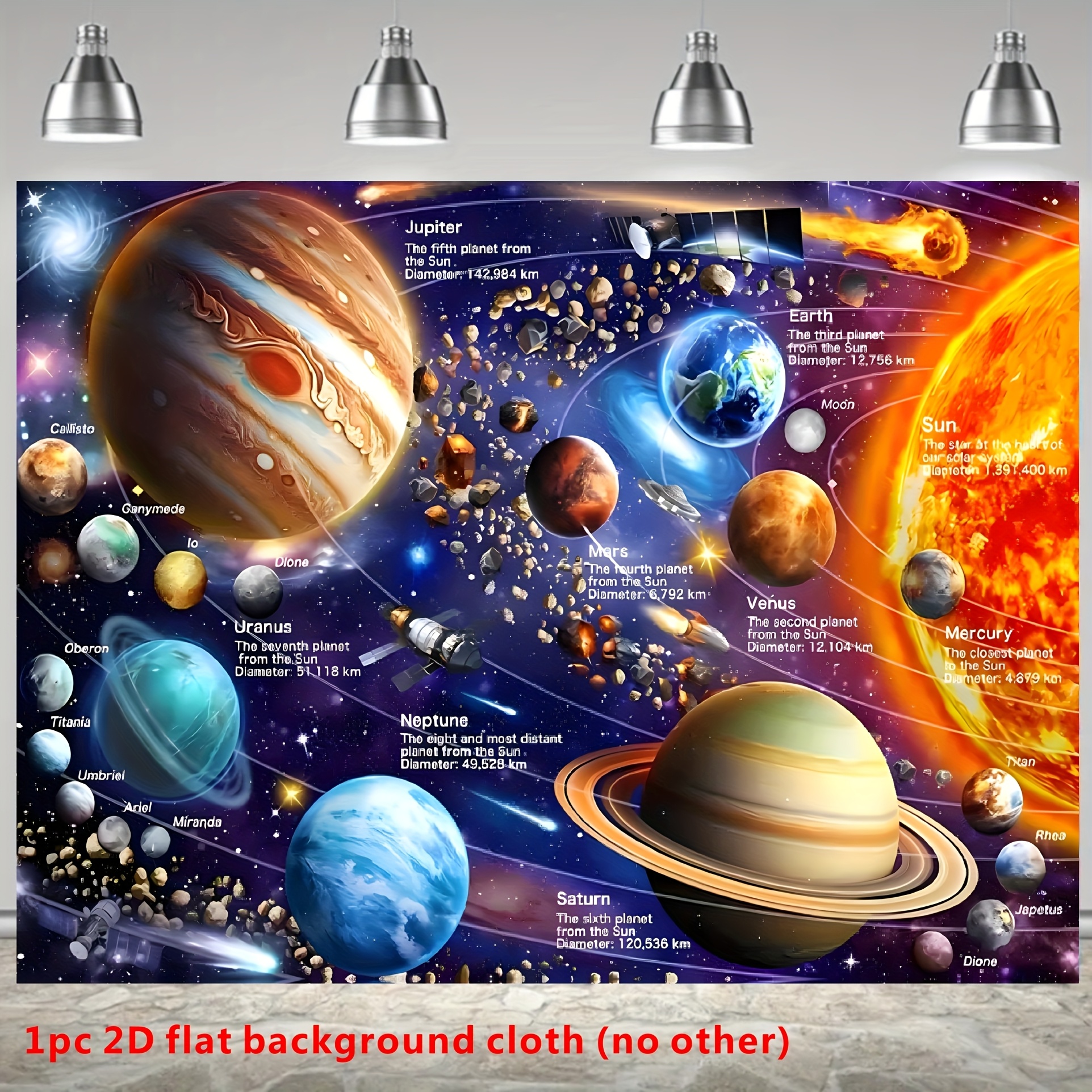 Solar System Tapestry Space Pl - Kids Education Banner avaliação e preço