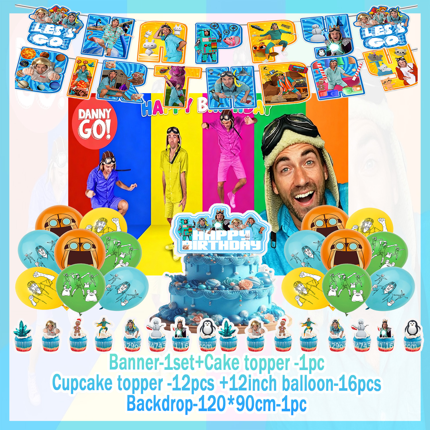 Dannys Go Theme Birthday Party - Kids Education Banner avaliação e preço