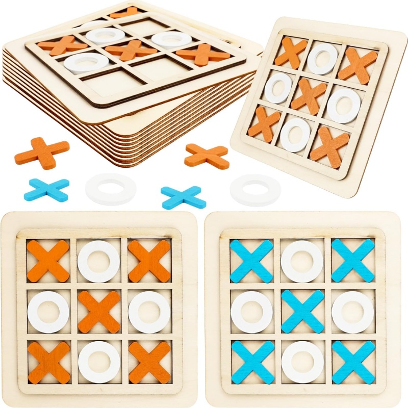Wooden Tic Tac Toe Games Puzzl - Kids Education Template avaliação e preço