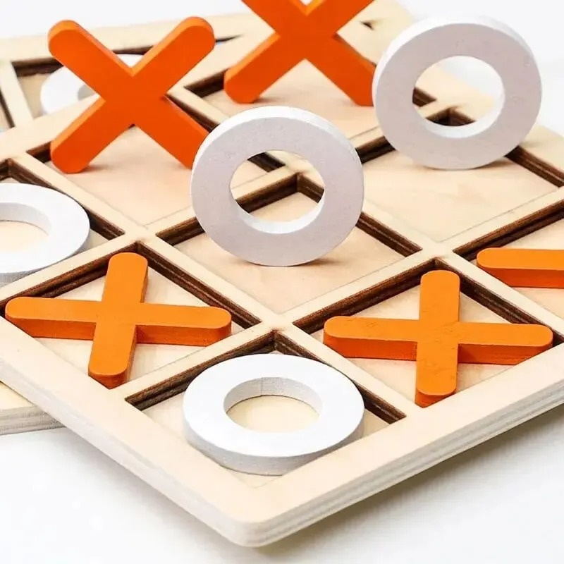 Wooden Tic Tac Toe Games Puzzl - Kids Education Template avaliação e preço
