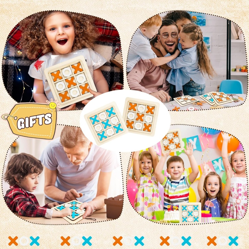 Wooden Tic Tac Toe Games Puzzl - Kids Education Template avaliação e preço