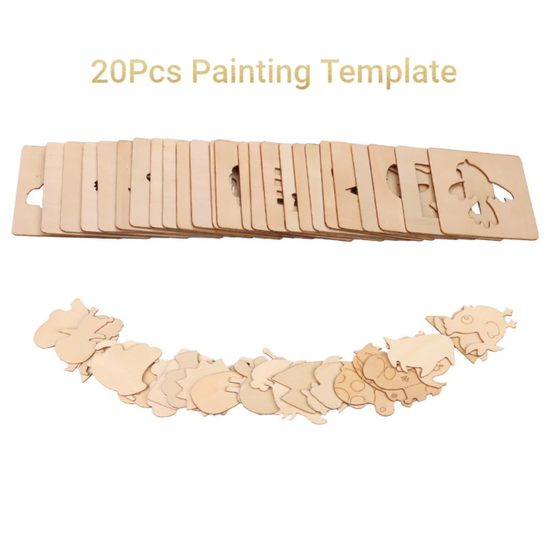 20PCS Montessori Wooden Drawin - Kids Education Template avaliação e preço