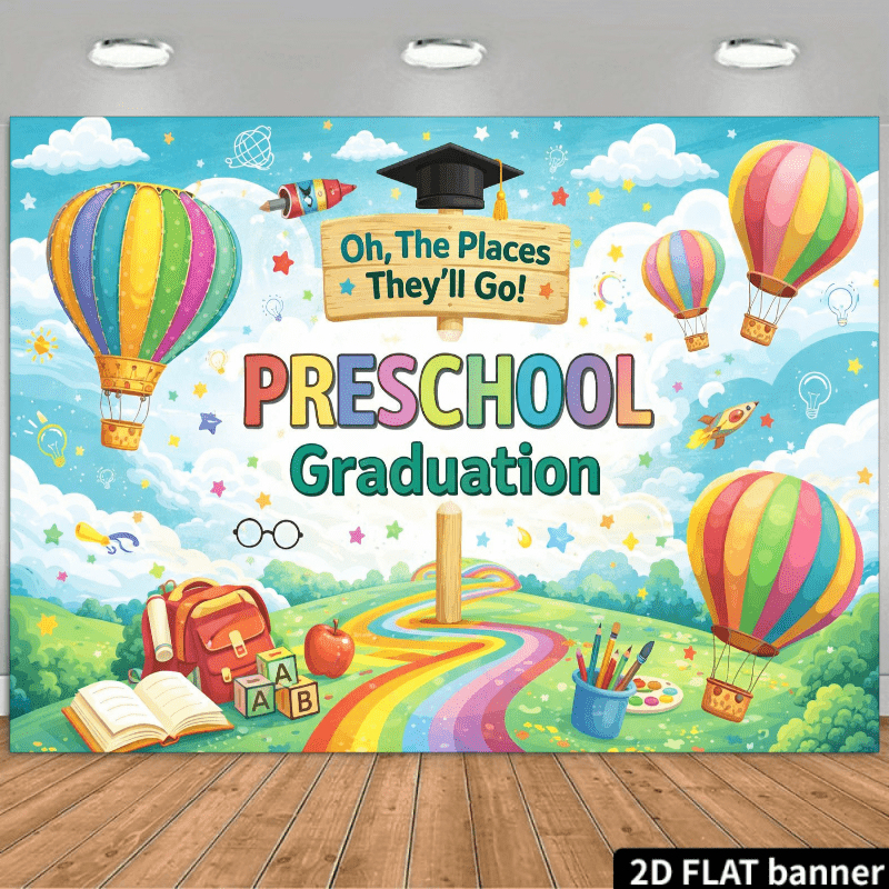 Preschool Graduation Backdrop  - Kids Education Banner avaliação e preço