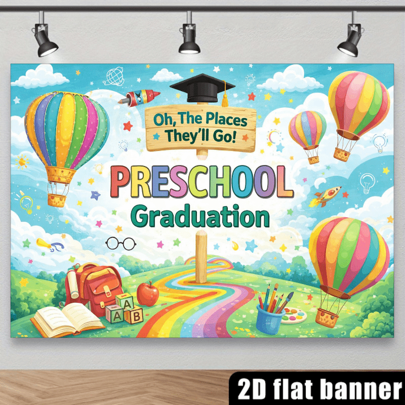 Preschool Graduation Backdrop  - Kids Education Banner avaliação e preço