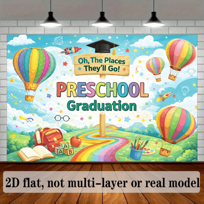 Preschool Graduation Backdrop  - Kids Education Banner avaliação e preço