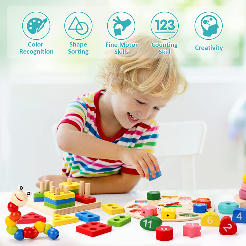 5-6pcs/set Montessori Wooden T - Kids Educational Box avaliação e preço