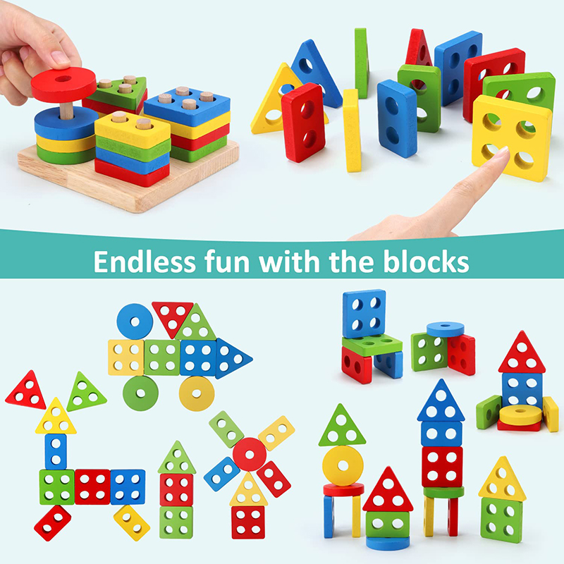5-6pcs/set Montessori Wooden T - Kids Educational Box avaliação e preço