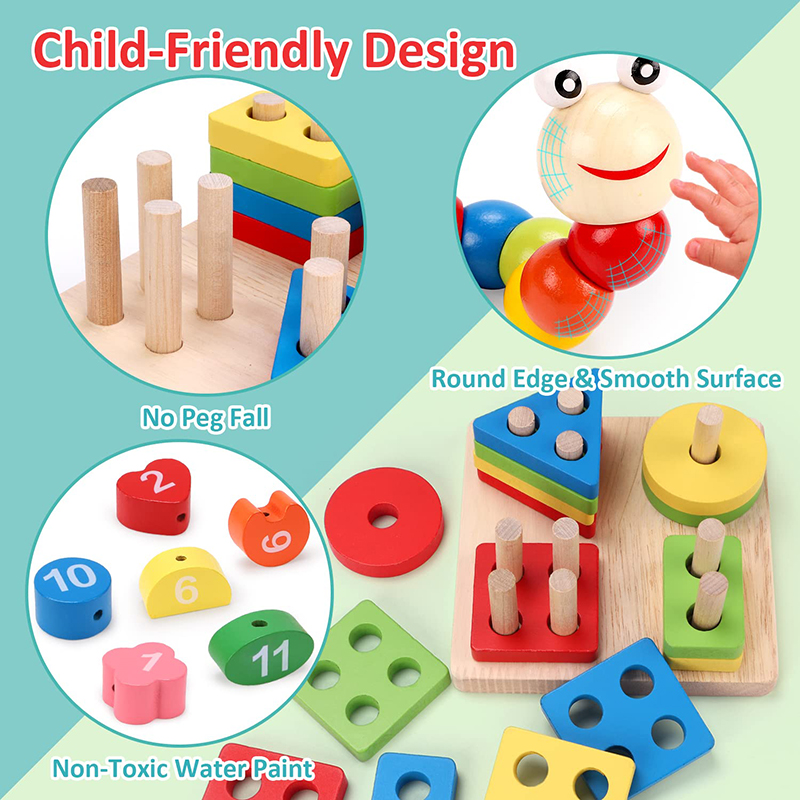 5-6pcs/set Montessori Wooden T - Kids Educational Box avaliação e preço
