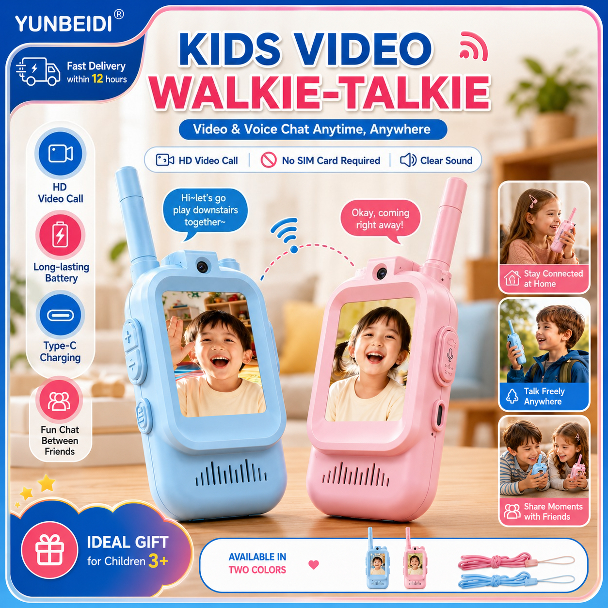 2PCS Kids Video Walkie Talkies - Kids Definition Of Education avaliação e preço