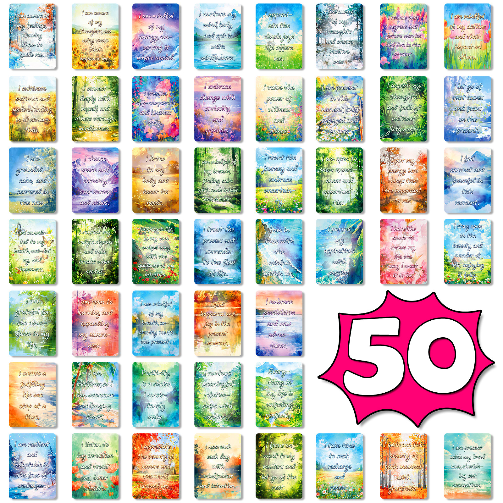 50Pcs Watercolor Landscape Ins - Kids Education Quotes avaliação e preço